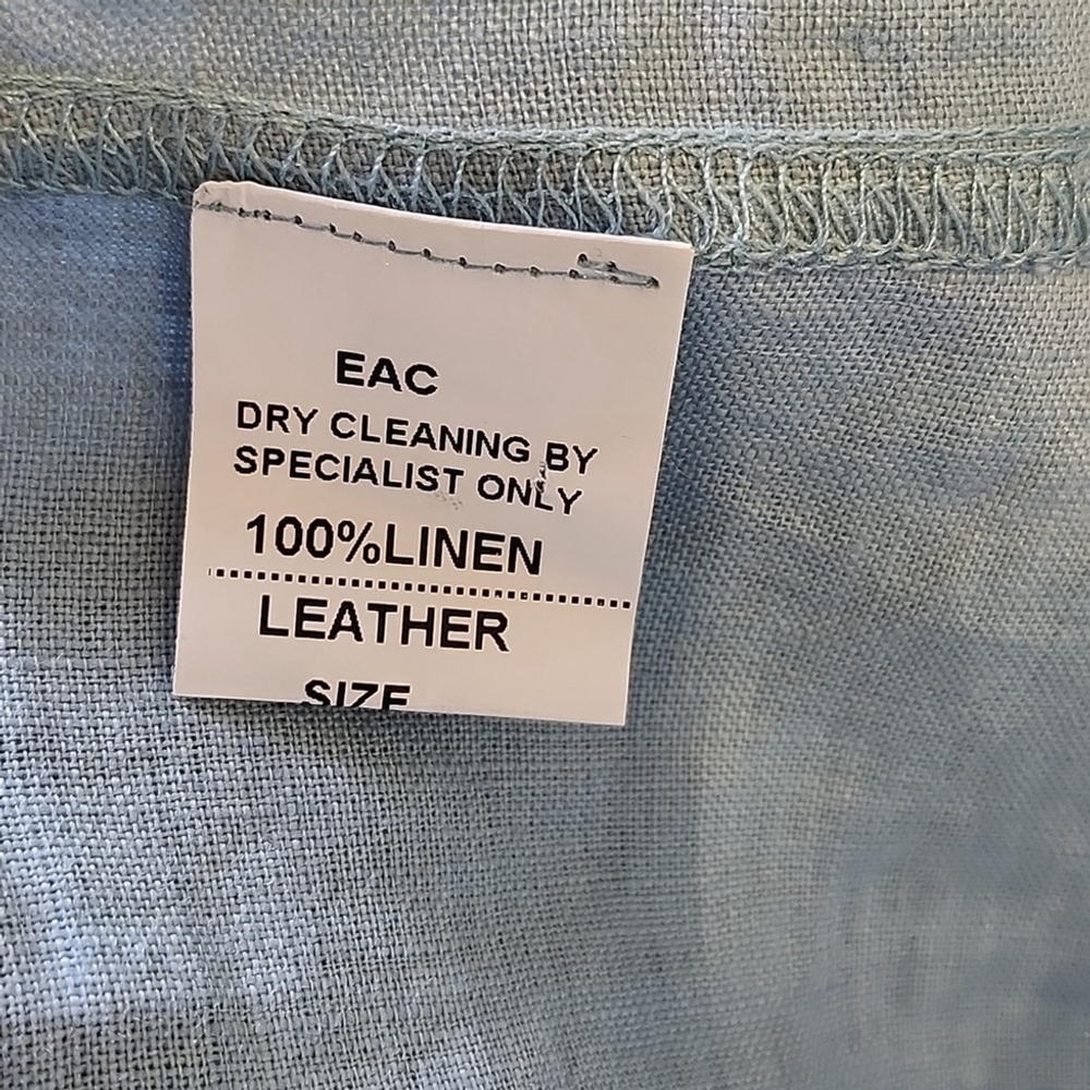 Maurizio Womens Light Blue Linen and Leather Maxi Dress Size Large Racerback - Picture 5 of 9